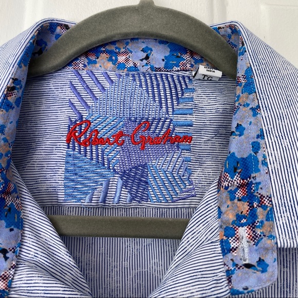 ROBERT GRAHAM SHIRT XL BLUE-WHITE - Picture 9 of 10